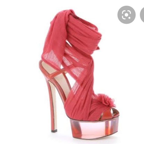 Fendi Runway Tulle Red Lucite Platform 